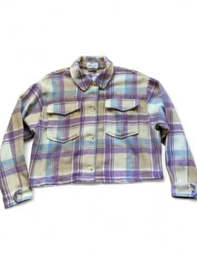 NWT📚 For The Republic Plaid Jean Jacket Juniors XL